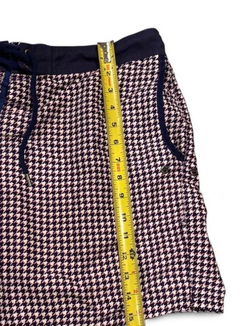 Mr. Swim Geometric Print Swim Trunks Size 36 Resort Wear Houndstooth Swim Shorts